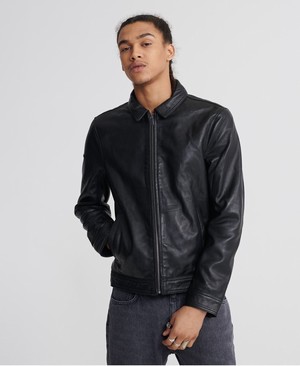 Superdry Curtis Light Leather Férfi Kabát Fekete | XQUBZ0496